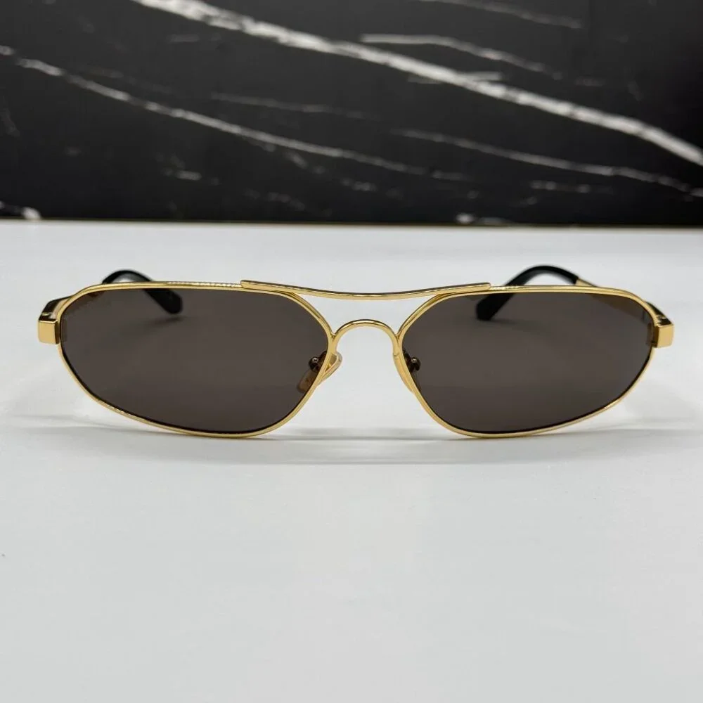 NEW BB0227S 001 BALENCIAGA DARK GOLD/GREY MEN BALENCIAGA SUNGLASSES - Picture 3 of 13